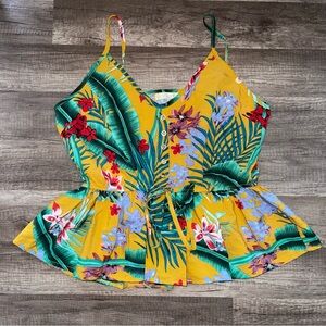 Tropical Yellow Floral Women's Top